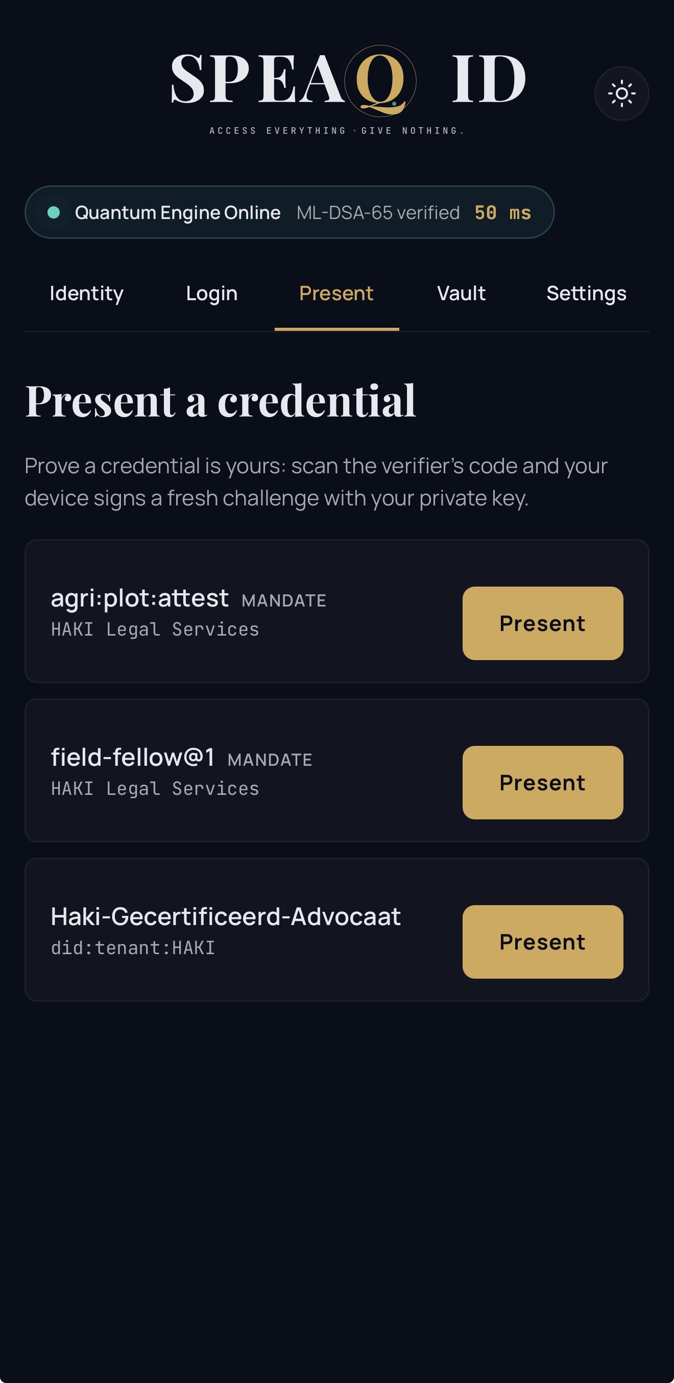 Present a credential