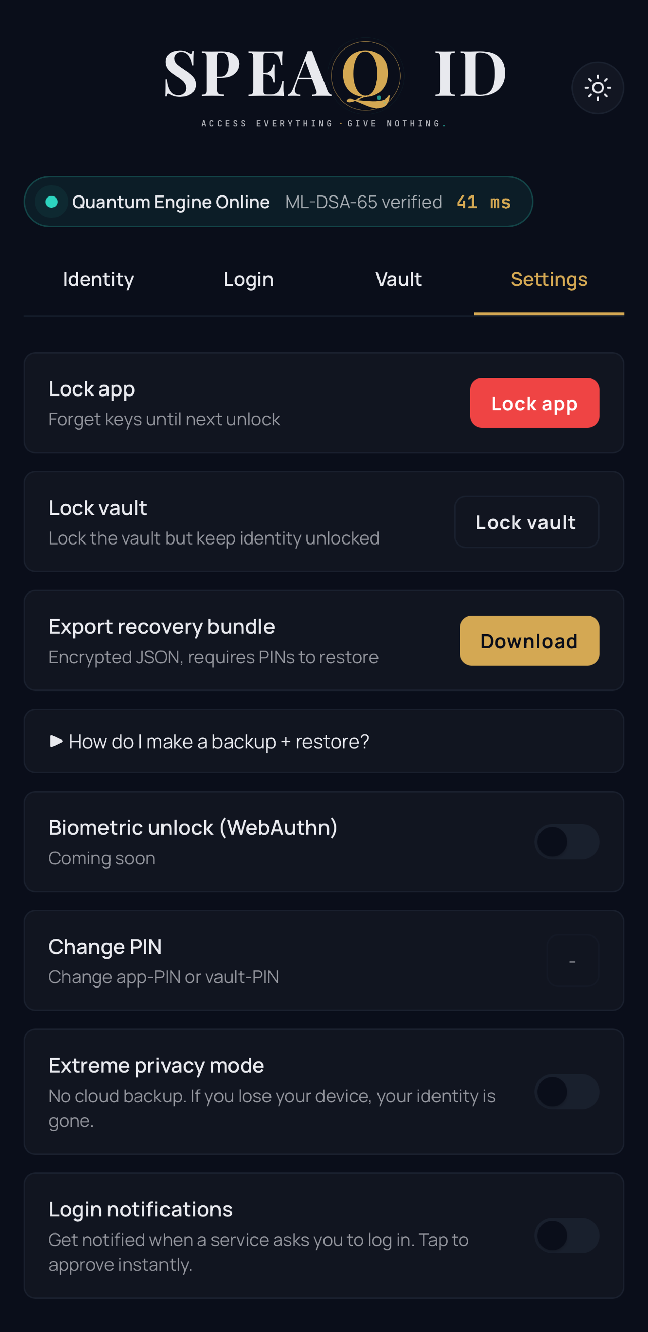 Lock and back up